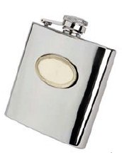 R3001 Flask 6oz Brass Badge - Engravable & Gifts/Flasks