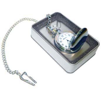 Silver Pocket watch in Display Box - Engravable & Gifts/Gifts