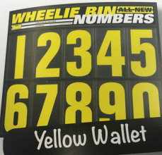 Yellow Wheelie Bin Numbers 175mm (Wallet 150 assorted)