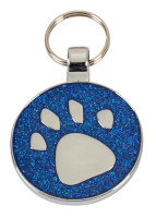 R5571 Paw Print Blue Glitter Small Pet Tag - Engravable & Gifts/Pet Tags