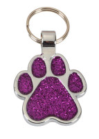 R5587 Paw Purple Glitter Pet Tag - Engravable & Gifts/Pet Tags