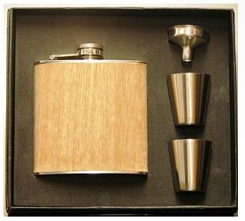 X57030 Hip Flask laser 6oz Wood Wrap - Engravable & Gifts/Flasks
