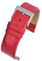 W107S Red Calf Leather Stitched Watch Strap Matt Finish