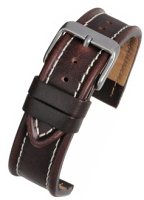 W937 Brown with White Stitch Leather Watch Straps