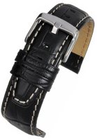 WH600 Black Super Croc Grain Leather Watch Strap with Nubuck