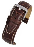 WH605 Brown Super Croc Grain Leather Watch Strap with Nubuck Lining - Watch Straps/Main Range