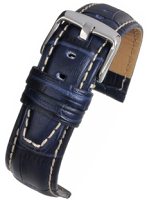WH603 Blue Super Croc Grain Leather Watch Strap with Nubuck Lining