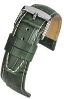 WH606 Green Super Croc Grain Leather Watch Strap with Nubuck Lining