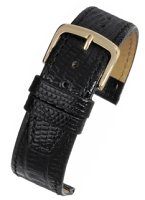WH400 Black Lizard Grain High Grade Leather Watch Strap