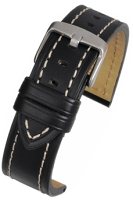 WH810 Black Heavy Stitch Leather Watch Strap - Watch Straps/Main Range