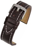 WH805 Brown Heavy Stitch Leather Watch Strap