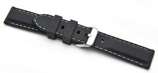 8201 Black Silicone Divers with White Divers Stitch Watch Strap