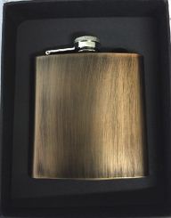 X57022 Hip Flask Laser Ready Brushed Antique Gold 6oz - Engravable & Gifts/Flasks