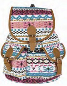 2605 Boho Canvas Backpack with 2 Front Pockets - Leather Goods & Bags/Back Packs