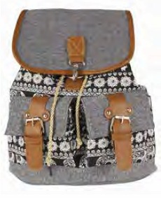 2606 Boho Canvas Backpack with 2 Front Pockets