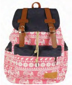 2609 Boho Canvas Backpack 1 Front & 2 Side Pocket