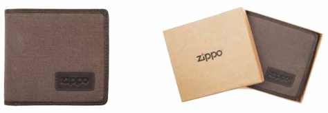 Zippo 2005120 CANVAS & LEATHER WALLET Mocca & Grey (11 x 10.5 x 1.5cm) - Zippo/Zippo Leather Goods