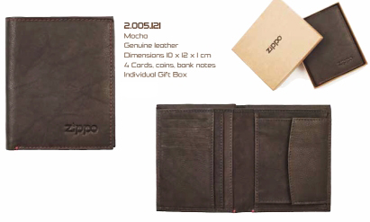 Zippo 2005121 LEATHER VERTICAL WALLET Mocca (10 x 12 x 1cm)