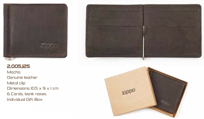 Zippo 2005125 LEATHER BI-FOLD MONEY CLIP WALLET (10.5 x 9 x 1cm) - Zippo/Zippo Leather Goods