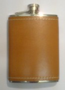 Flask ST71 6oz Captive Tan Leather - Engravable & Gifts/Flasks