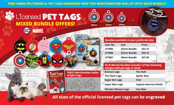 Licensed Marvel Pet Tag Bundle (50 total)