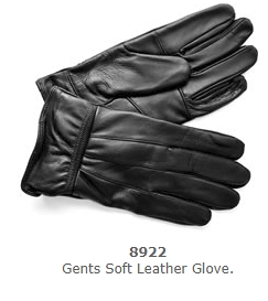8922 Gents Soft Leather Black Gloves - Leather Goods & Bags/Gloves & Socks