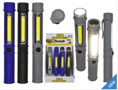 .57/9495 LED Torch with Magnetic Base - Display Pack (16 Pieces) - Engravable & Gifts/Torches