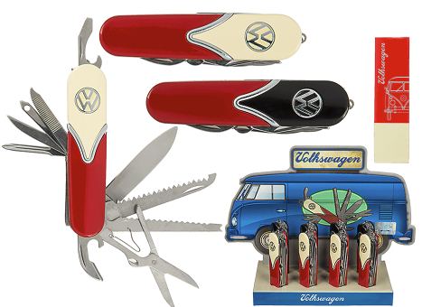 79/5154 VW Metal Pocket Knife (10 functions) Display Pack (8) - Engravable & Gifts/Gifts