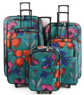 2087F-5-PPGN Pretty Petals Green (5 Piece set) Trolley Cases - Leather Goods & Bags/Luggage