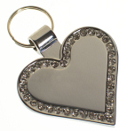 R5547 Silver Diamante Heart Pet Tag