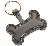 R5546 Silver Diamante Bone Pet Tag - Engravable & Gifts/Pet Tags
