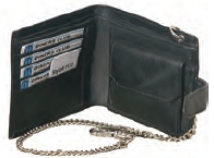 1172 RFID - Sheep Nappa Note Case with Credit Cards, Change Section & Chain - Leather Goods & Bags/Wallets & Small Leather Goods