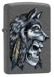 Zippo 29863 Wolf Skull Feather Design - Zippo/Zippo Lighters