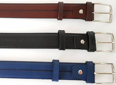 4044351 Leather Double Stitched Belt Extra Long - Leather Goods & Bags/Belts
