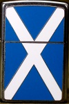 Zippo 200S Brushed Chrome, Scottish Flag enamel emblem