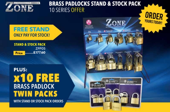 Zone Brass Padlock Stand & Stock Offer (ZPP05) (48 padlocks)