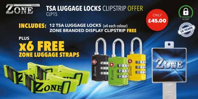 ...Zone TSA Luggage Locks Clip Strip Offer (CLP15) - Locks & Security Products/Padlocks & Hasps
