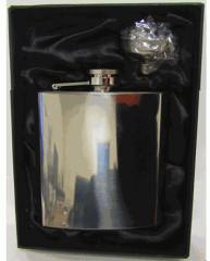 FLASK 3 - 6oz Shiny Steel Flask in Gift Box - Engravable & Gifts/Flasks
