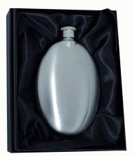 FLASK5 - 4oz Oval Steel Flask in Gift Box - Engravable & Gifts/Flasks