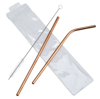 R1997 Metal Travel Straw Set Rose Gold - Engravable & Gifts/Gifts
