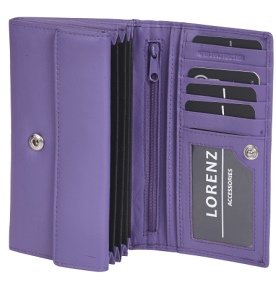 0455 Goat Nappa Flapover Purse with 2 Zips Assorted Colours