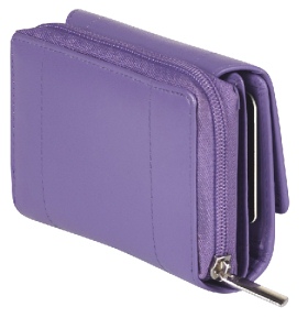 0457 RFID Goat Nappa Zip round Purse Assorted Colours