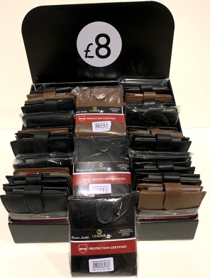 Leather Wallet Counter Display (Incudes 18 RFID assorted Styles) - Leather Goods & Bags/Wallets & Small Leather Goods
