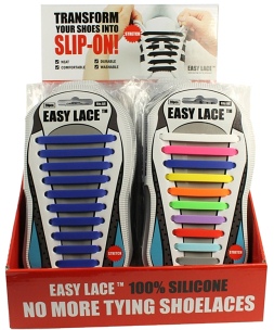 Easy Lace Counter Stand Carded Flat Laces 20 Assorted - Shoe Care Products/Shoe String Laces