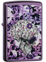 Zippo 49159 Hidden Skull Design High Polish Purple Finish Lighter