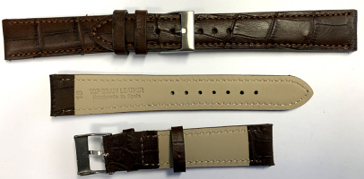 L206 Brown Croco Padded Hand Made Luxury Leather Watch Strap - Watch Straps/Luxury Hand Made