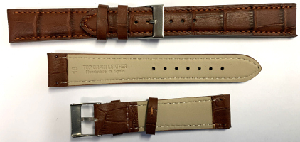 L206 Light Brown Croco Padded Hand Made Luxury Leather Watch Strap - Watch Straps/Luxury Hand Made
