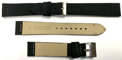 V209 Black Nubuck Vintage Plain Leather Hand Made Watch Strap