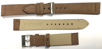 V209 Nut Brandy Nubuck Vintage Plain Leather Hand Made Watch Strap