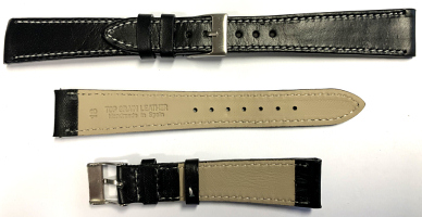 C407 Black Grain Calf Leather Hand Made Watch Strap